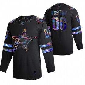 Camisola Dallas Stars Personalizado 2021-22 Preto holográfico iridescente Authentic - Homem